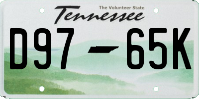 TN license plate D9765K