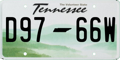 TN license plate D9766W