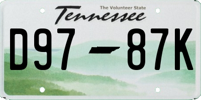 TN license plate D9787K