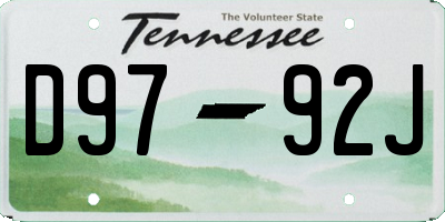TN license plate D9792J
