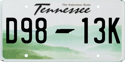 TN license plate D9813K