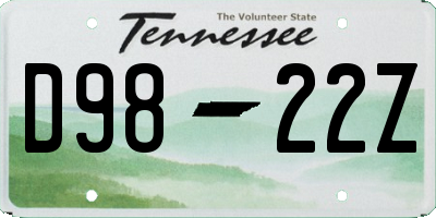 TN license plate D9822Z