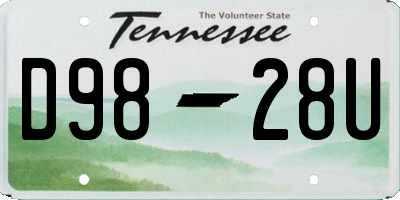TN license plate D9828U