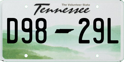 TN license plate D9829L