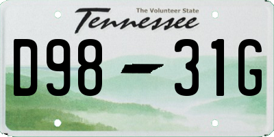 TN license plate D9831G
