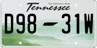 TN license plate D9831W