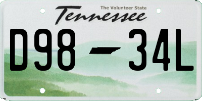 TN license plate D9834L