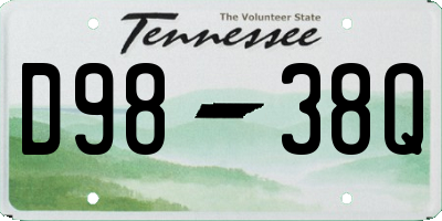 TN license plate D9838Q