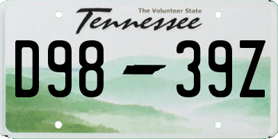 TN license plate D9839Z