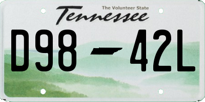 TN license plate D9842L