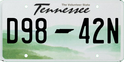 TN license plate D9842N