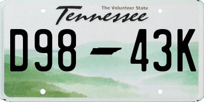TN license plate D9843K