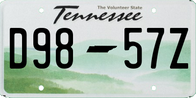 TN license plate D9857Z