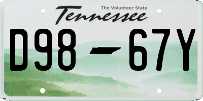 TN license plate D9867Y