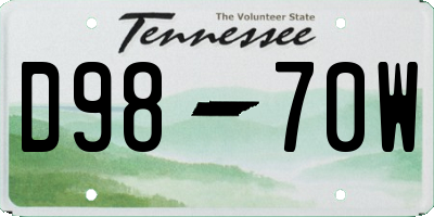 TN license plate D9870W