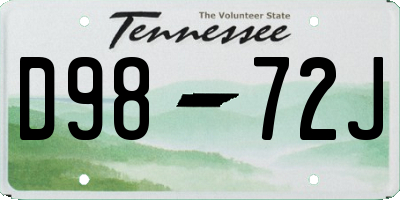 TN license plate D9872J