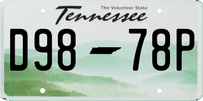 TN license plate D9878P