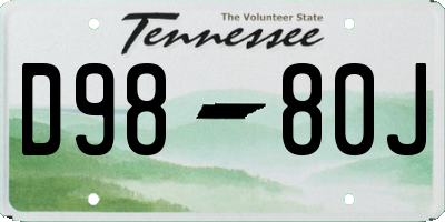 TN license plate D9880J