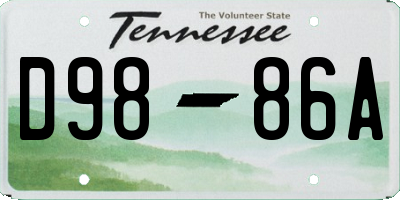 TN license plate D9886A