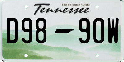 TN license plate D9890W