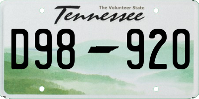 TN license plate D9892O