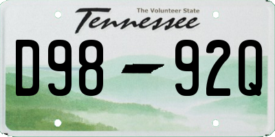 TN license plate D9892Q