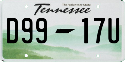 TN license plate D9917U