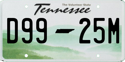 TN license plate D9925M