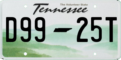 TN license plate D9925T