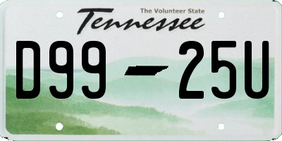 TN license plate D9925U