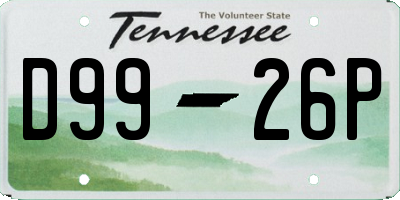 TN license plate D9926P