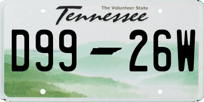 TN license plate D9926W