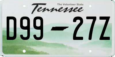 TN license plate D9927Z