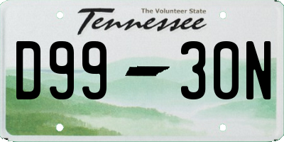 TN license plate D9930N