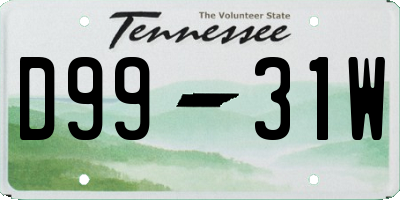 TN license plate D9931W