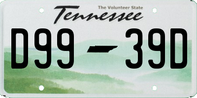 TN license plate D9939D