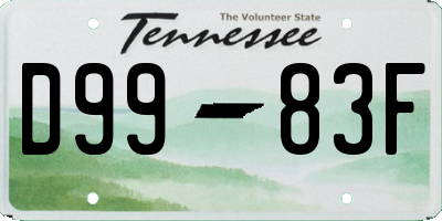 TN license plate D9983F