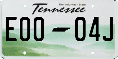 TN license plate E0004J