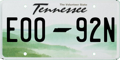 TN license plate E0092N