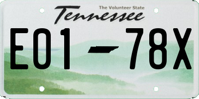 TN license plate E0178X
