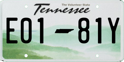 TN license plate E0181Y