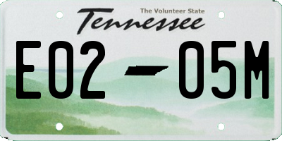 TN license plate E0205M