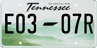 TN license plate E0307R