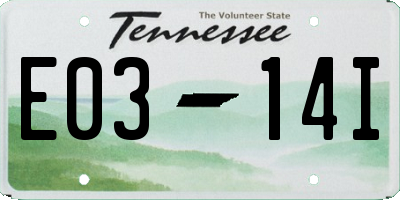 TN license plate E0314I