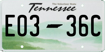 TN license plate E0336C