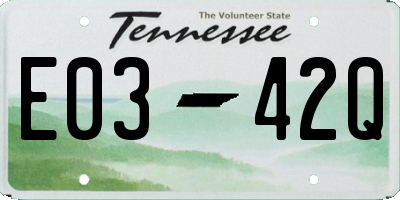 TN license plate E0342Q