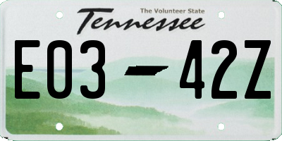 TN license plate E0342Z