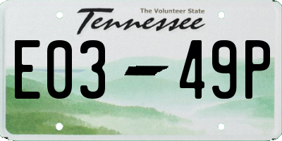 TN license plate E0349P