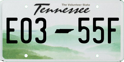 TN license plate E0355F