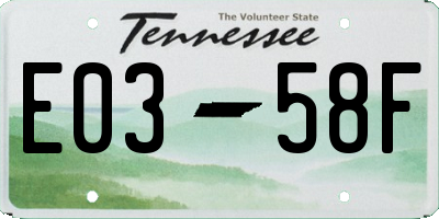 TN license plate E0358F